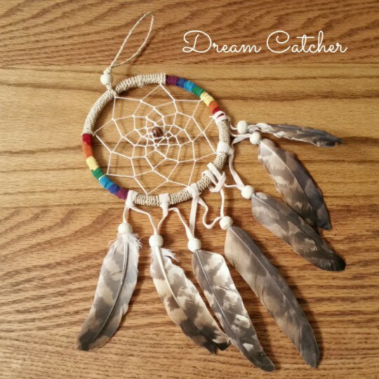 ドリームキャッチャー ヘンプ 4カラー ラスタ ネイティブ インディアン メキシカン アジアン雑貨 魔除け お守り アジアン