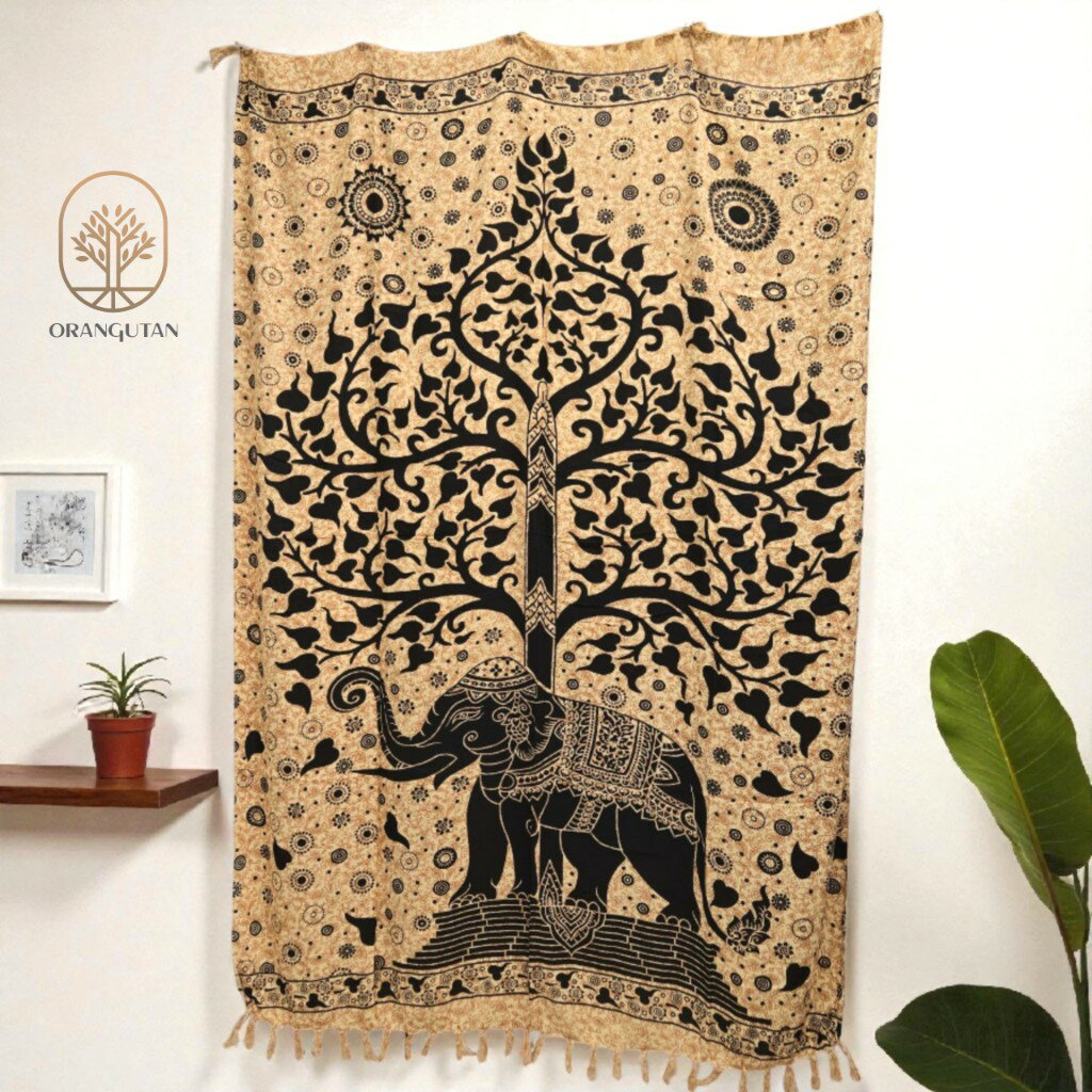 10002137　パレオ　象　ゾウ　ツリーオブライフ　大判　マルチクロス　更紗　バリ布　アジアン　バリ雑貨　インテリアカバー