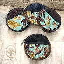 10001707 アジアン コインケース 小銭入れ 水色 ヘンプコットン フラワー刺繍 丸形 アジアン 財布 ポーチ