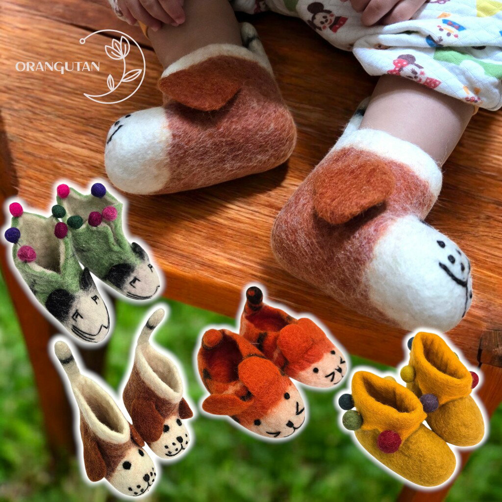 10000977　ベビー　ルームシューズ　アニマル　靴下　室内シューズ　子供シューズ　ネパール　フェルト..