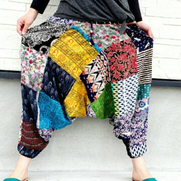 サルエルパンツ No87 パッチワーク レーヨン ヨガ バルーンパンツ エスニック アジアンファッション レーヨンパンツ
