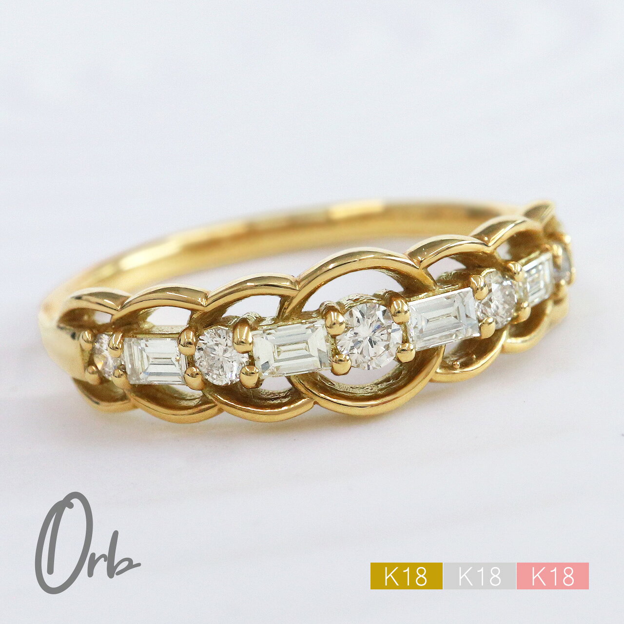 乐天商城 - K18 エタニティリング ダイヤモンド リング バゲットカット 0.3ct 指輪 ジュエリー 18金 ゴールド ダイヤ バゲット バケット レディース 日本製