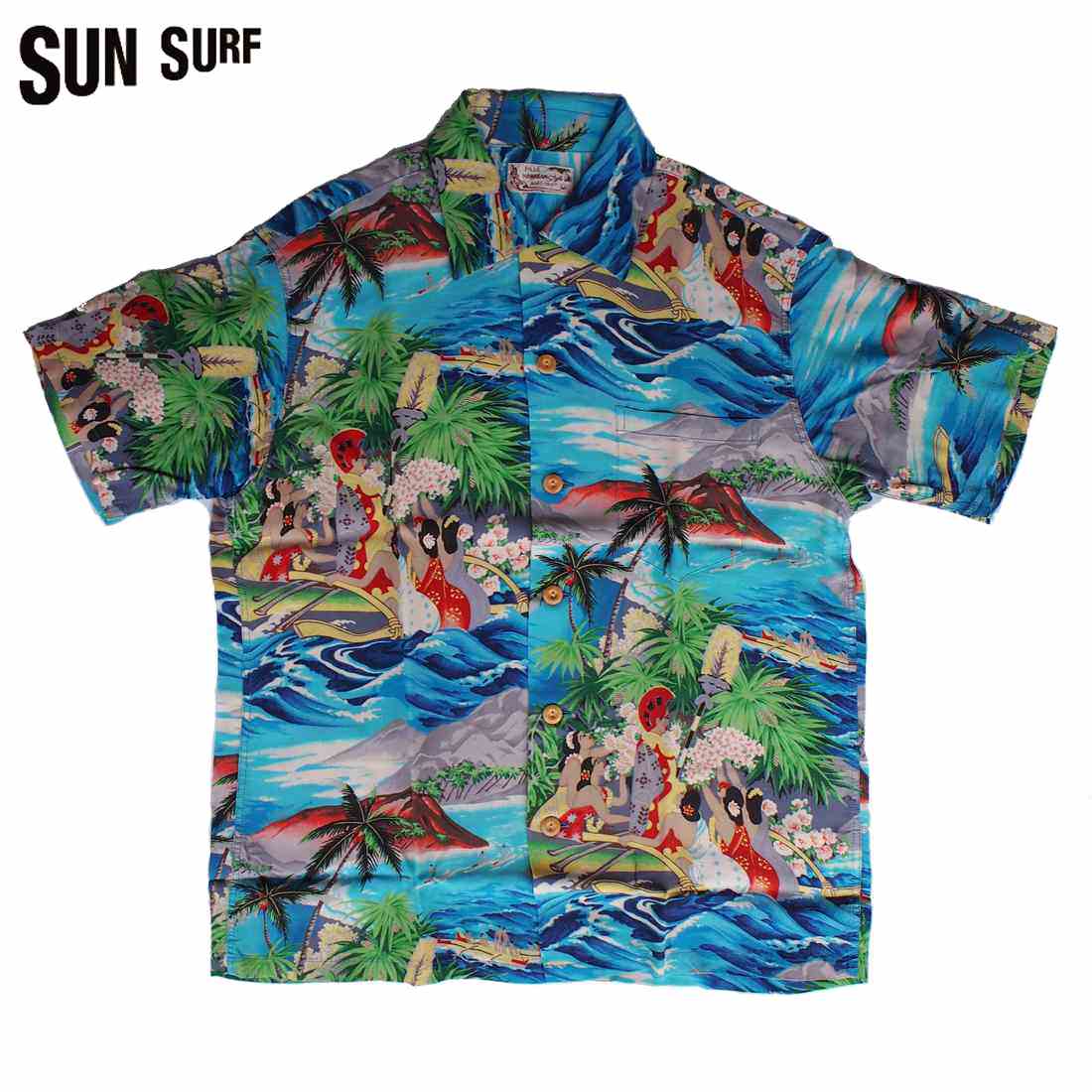 アロハシャツ　SUN SURF/サンサーフ スペシャルエディション　アロハシャツ「ALOHA UNIVERSAL WORLD」ブルー　S・M・Lサイズ　メンズ【Japan Made Product】【送料無料】【あす楽】