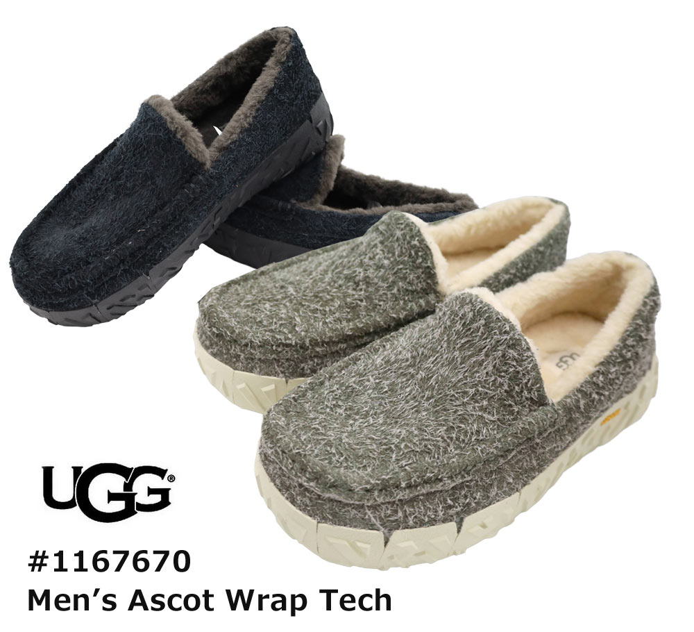 乐天商城 - UGG アグ メンズ ローファー モカシン アスコット ビブラム ラップ テック スリッポン 靴 ブラック 厚底 ムートンシューズ Ascot Vibram Wrap Tech 1167670