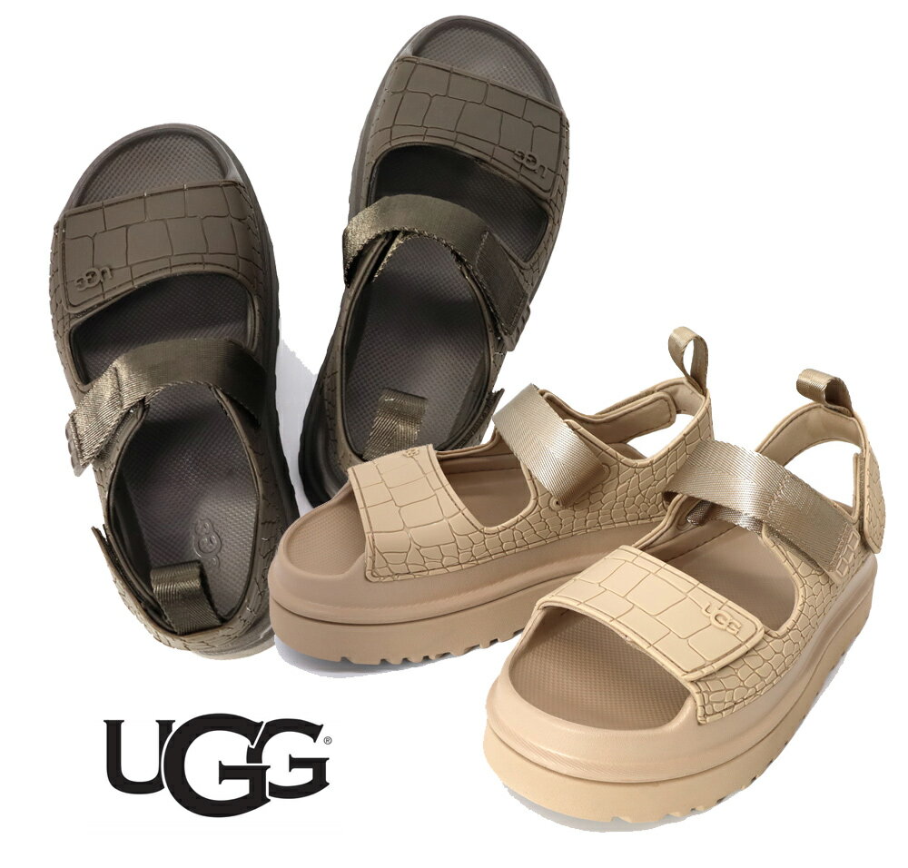 乐天商城 - UGG アグ サンダル レディース GOLDENGLOW EMBOSSED 1175311 ゴールデングロウ エンボスド 厚底 軽量 スポーツサンダル ストラップサンダル クロコ型押し