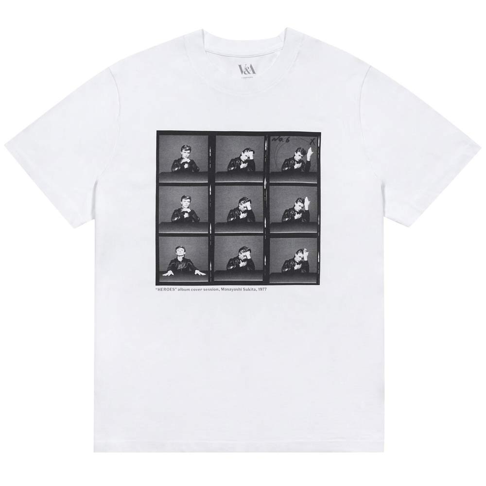 乐天商城 - デヴィッド・ボウイ HEROES Tシャツ トップス ロンドンV&A博物館 展覧会 美術館 限定Tシャツ ポートレート V&A レディース メンズ