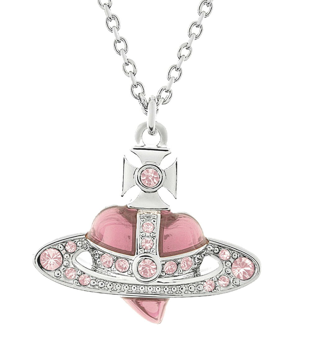 ヴィヴィアンウエストウッド Vivienne Westwood ネックレス ディアマンテ ハート オーブ ペンダント Diamante Heart Pendant Necklace ローズピンク シルバー ヴィンテージローズ