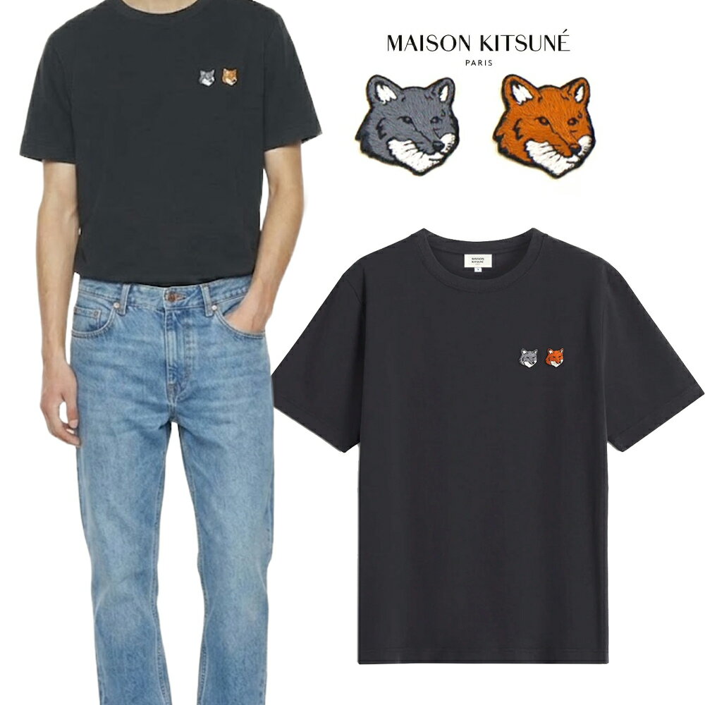 樂天商城 - メゾンキツネ MAISON KITSUNE Tシャツ ダブルフォックス ヘッド メンズ 半袖 スケートコットンジャージー コンフォートフィット DOUBLE FOX HEAD COMFORT TEE-SHIRT OM011CFKJ7025