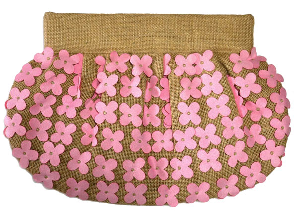 モイナ Moyna フェルトフラワーラージギャザークラッチバッグ ピンク