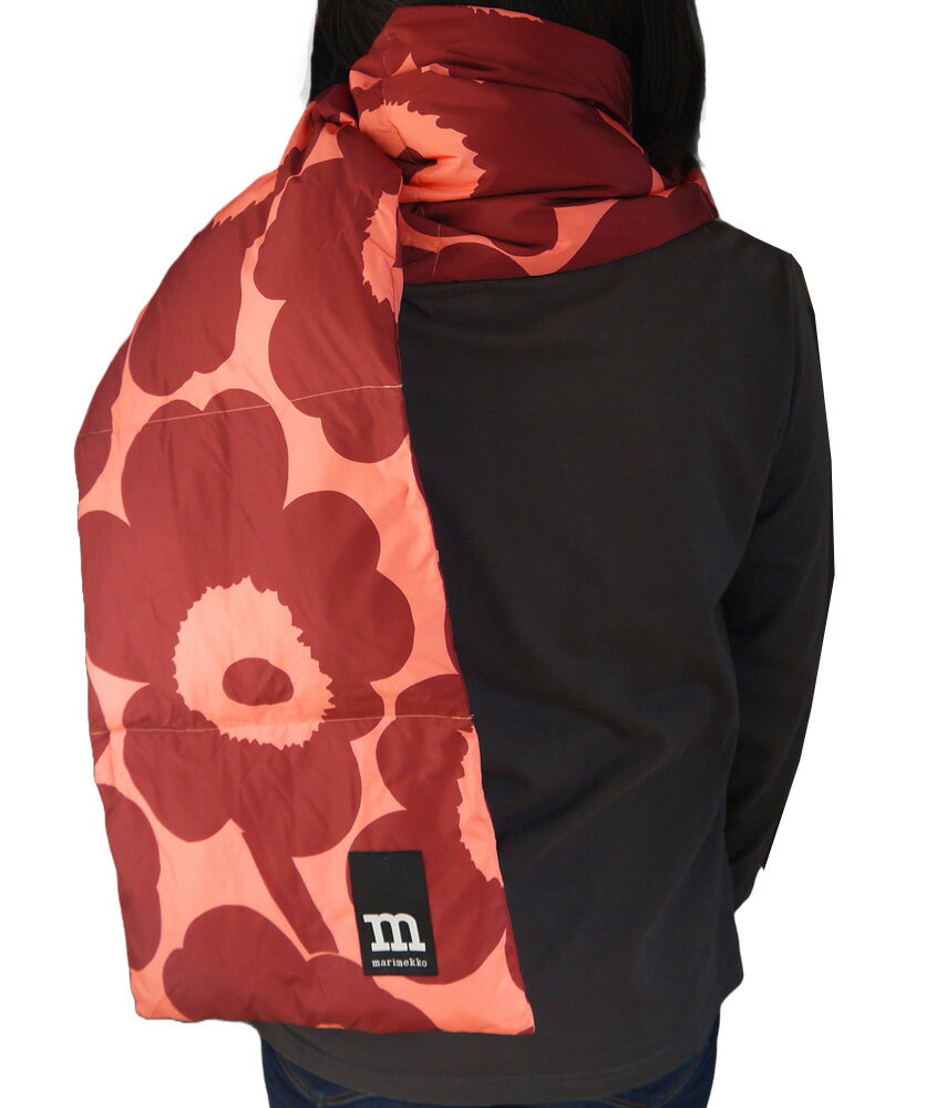 マリメッコ（marimekko）ウニッコ柄 中綿ストール ダークレッド×ピンク/マフラー/ショール/ひざ掛け/Loraine Unikko scarf 091477【あす楽対応_関東】