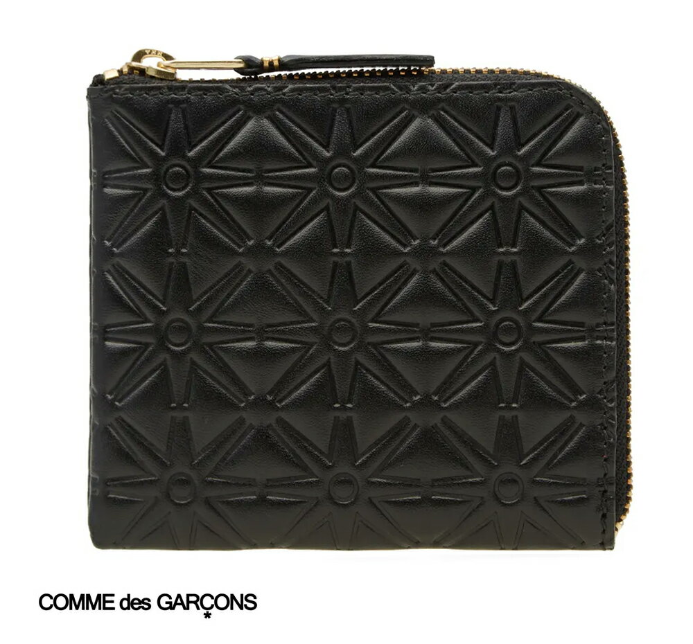 ブランド革財布（メンズ） コムデギャルソン(COMME des GARCONS)レザーコンパクト財布 EMBOSSED LEATHER LINE PATTERN A Leather Wallet ブラック SA310E【あす楽対応_関東】