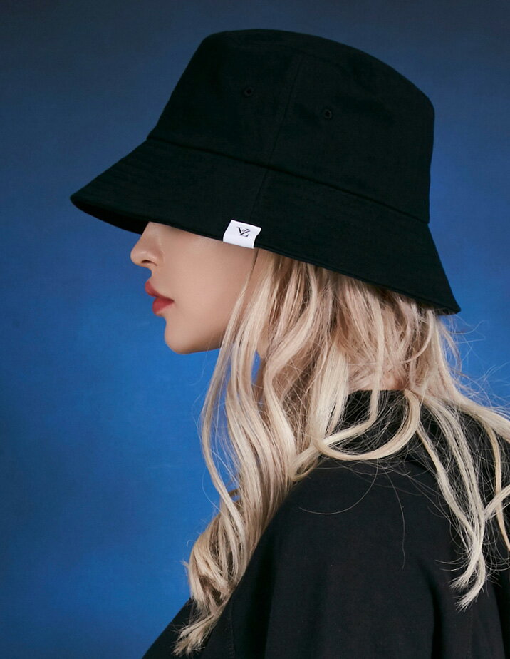 VARZAR バザール バケットハット 韓国ブランド CAP 紫外線対策 帽子 Herringbone label bucket hat black 596