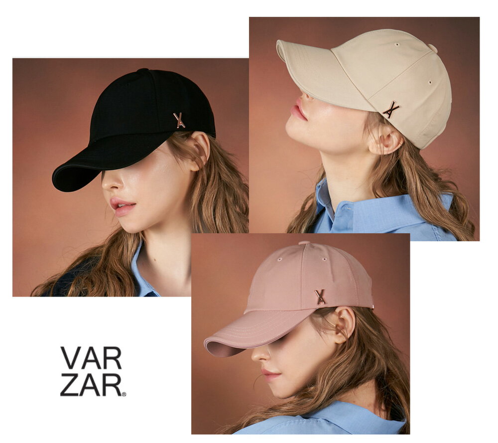 VARZAR バザールキャップ 韓国ブランド CAP 紫外線対策帽子 ローズゴールド ブラック ピンク ベージュ Rose gold stud over fit ball cap 642 643 644