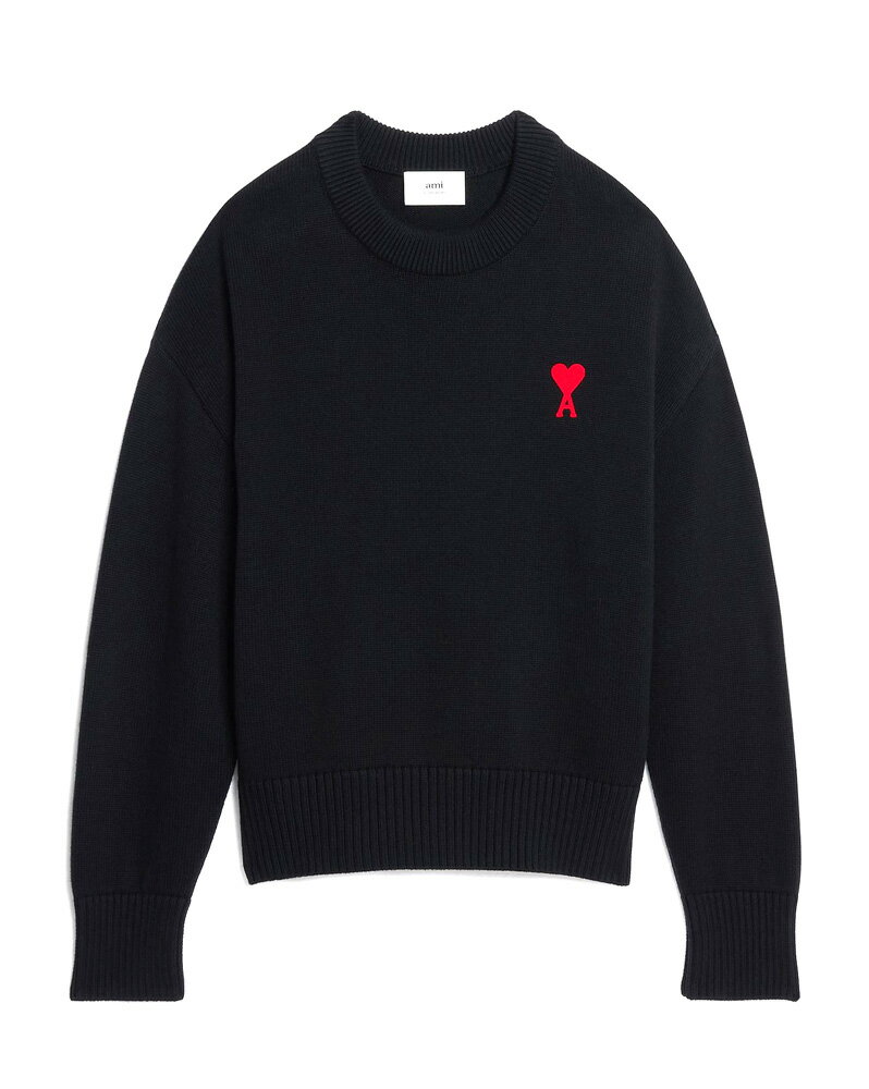 Ami paris アミパリス クルーネックセーター ニット オーガニックコットン&ウールセーター ブラック メンズ レディース Ami De Coeur Crewneck Sweater 母の日 2025