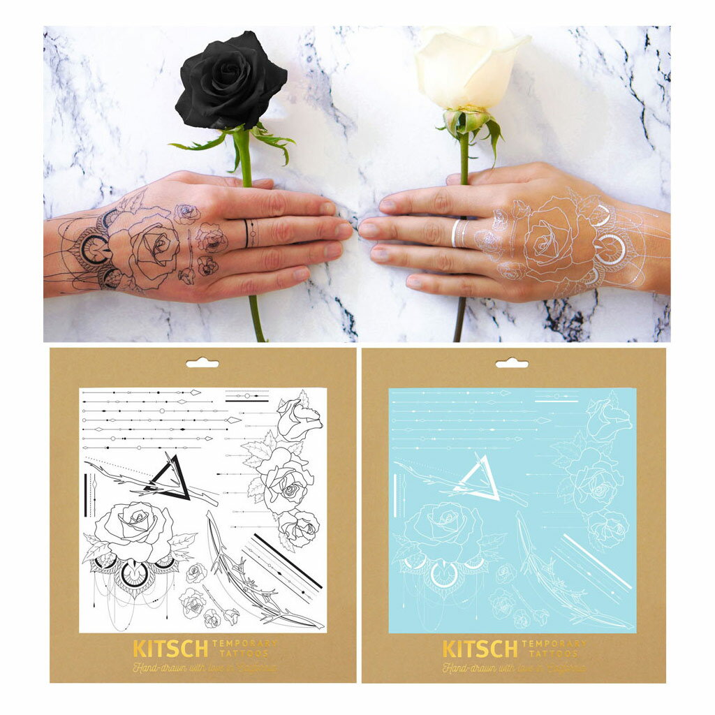 Kitsch（キッチュ）デザートローズ ヘナタトゥーシール/ホワイト＆ブラック/Desert Rose True Henna Tattoo Set/テンポラリータトゥー/フラッシュタトゥー