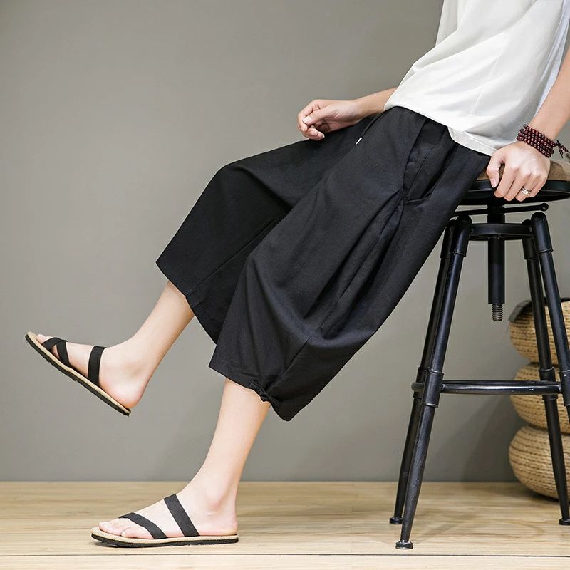 ワイドパンツ メンズ 大きいサイズ ボ シンプル カジュアル 無地 薄手 ゆったり 窮屈感なし 足ラインを拾わない イージーパンツ メンズ 3COLORS 通気性 吸湿性抜群 滑らかな肌触り 春夏 薄手 ストリート感 膝下丈 レーヨン混紡生地 父の日