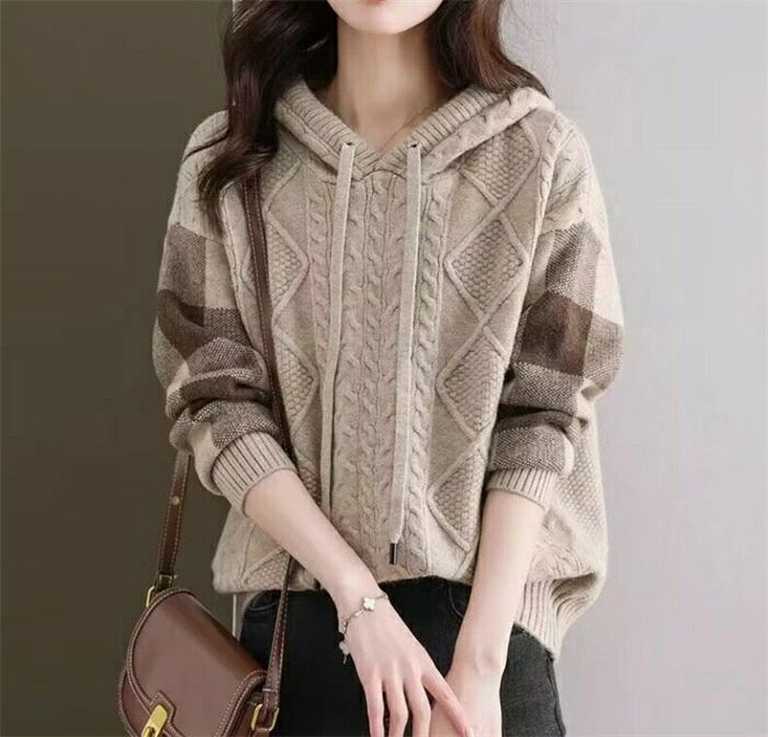 ニット セーター パーカー レディース 秋冬 長袖 ニットセーター プルオーバー フード付き リブニット ..