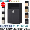オーダーオフィスストッカー 奥行45(44.5cm)×高さ120(119.1cm)×幅60~70cm 2段扉 本体色ブラック(BK)