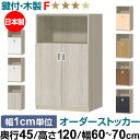 オーダーオフィスストッカー 奥行45(44.5cm)×高さ120(119.1cm)×幅60~70cm 2段扉 本体色グレーオーク(GO)