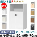 オーダーオフィスストッカー 奥行45(44.5cm)×高さ120(119.1cm)×幅60~70cm 2段扉 本体色ホワイトウッド(WW)
