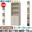 オーダーオフィスストッカー 奥行40(38.5cm)×高さ190(191.1cm)×幅60~70cm 2段扉 本体色グレーオーク(GO)