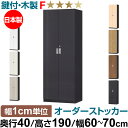 オーダーオフィスストッカー 奥行40(38.5cm)×高さ190(191.1cm)×幅60~70cm 5段扉 本体色ブラック(BK)