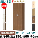 オーダーオフィスストッカー 奥行40(38.5cm)×高さ190(191.1cm)×幅60~70cm 5段扉 本体色ウォールナットブラウン(WB)