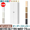 オーダーオフィスストッカー 奥行40(38.5cm)×高さ190(191.1cm)×幅60~70cm 5段扉 本体色ホワイトウッド(WW)