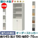 オーダーオフィスストッカー 奥行45(44.5cm)×高さ190(191.1cm)×幅60~70cm 2段扉 本体色ホワイト(WH)
