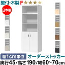 オーダーオフィスストッカー 奥行45(44.5cm)×高さ190(191.1cm)×幅60~70cm 2段扉 本体色ホワイトウッド(WW)