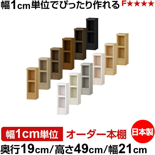 本棚 スリム 薄型 奥行19cm 高さ49cm 幅21cm 日本製 オーダー本棚 幅1cm単位 サイ...