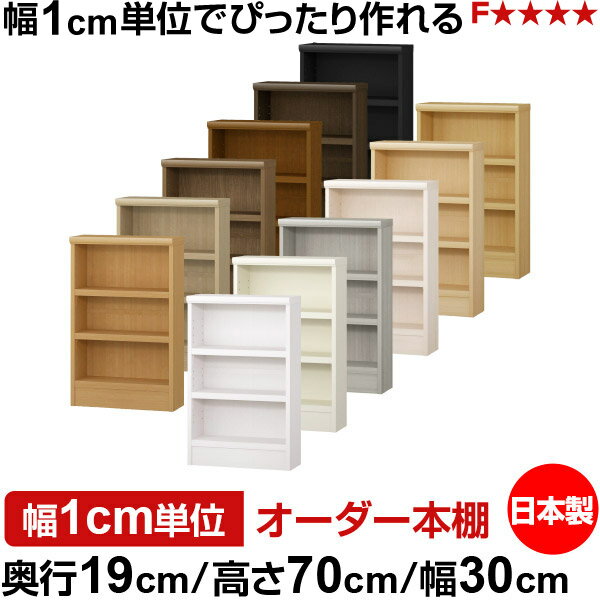 藏书柜 - 本棚 スリム 薄型 奥行19cm 高さ70cm 幅30cm 日本製 オーダー本棚 幅1cm単位 サイズオーダー 全棚可動 書棚 シェルフ フォースター対応 コミック 文庫本 オープンラック 耐荷重タイプ