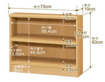 オーダー 本棚 収納 棚 書棚 ラック サイズオーダー 薄型 オーダーマルチラック 奥行19cm 高さ60cm 幅70cm【耐荷重 タフタイプ】【オーダー本棚 本収納 シンプル 頑丈 棚 スリム ラック オープンラック コミック 文庫 CD DVD 収納】