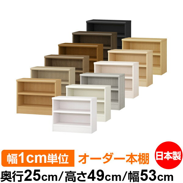 本棚 幅1cm単位オーダー 書棚 カラーボックス｜奥行25cm 高さ49cm 幅53cm｜日本製 木製 F★★★★ オーダーラック 収納棚 オーダーマルチラック 耐荷重 強化棚板 送料無料