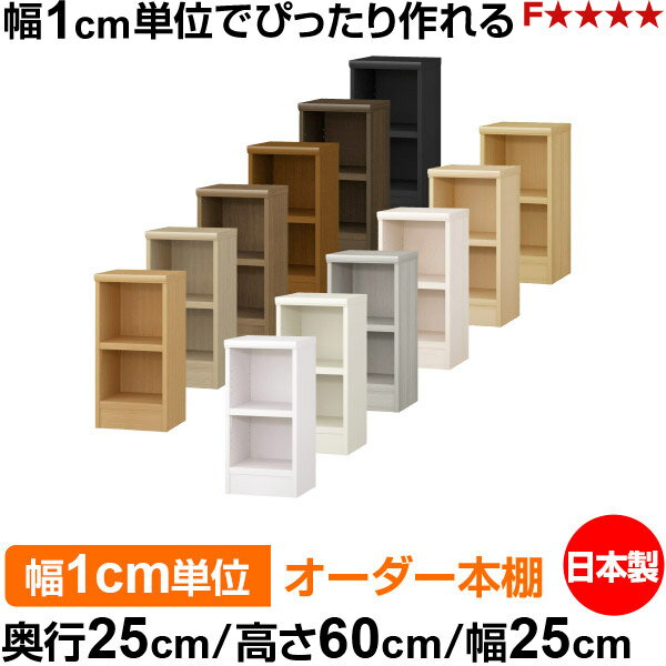 Rakuten - 本棚 幅1cm単位オーダー 書棚 カラーボックス｜奥行25cm 高さ60cm 幅25cm｜日本製 木製 F★★★★ オーダーラック 収納棚 オーダーマルチラック 耐荷重 強化棚板 送料無料