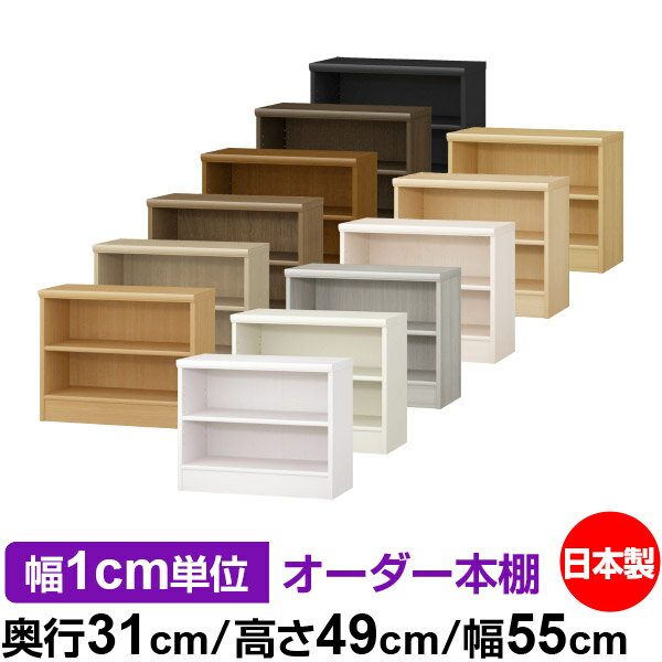 本棚 薄型 大容量 収納 奥行31cm 高さ49cm 幅55cm｜日本製 木製 F★★★★ オーダーラック 収納棚 オーダー..