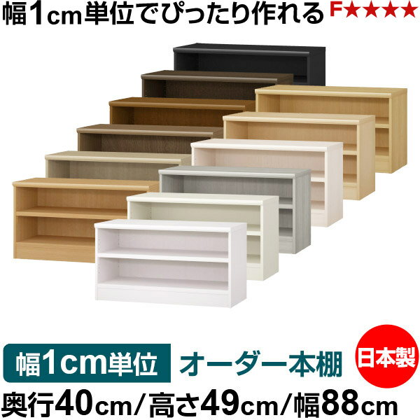 Low Board - 本棚 幅1cm単位オーダー 大容量 書棚 ラック｜奥行40cm 高さ49cm 幅88cm｜日本製 木製 大容量 耐荷重タフタイプ 書棚 シンプル収納 送料無料