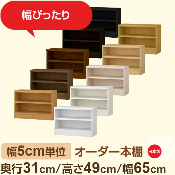 幅5cm単位 オーダー本棚 奥行31cm 高さ49cm 幅65cm｜日本製 木製収納棚｜セミオーダー棚 A4対応・書斎・オフィス向け｜フォースター｜棚板移動1.5cmピッチ・幅木よけカット加工