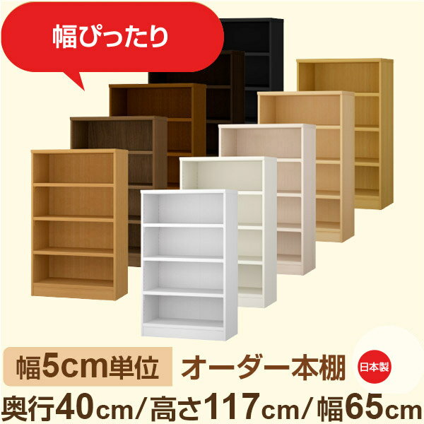 漫画存储 - 幅5cm単位 オーダー収納 セミオーダー｜奥行40cm 高さ117cm 幅65cm｜日本製 F★★★★ フォースター品質 木製 大型本 オーダー本棚｜棚板移動1.5cmピッチ・幅木よけカット加工
