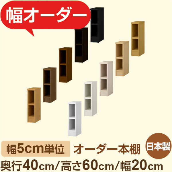 本棚 セミオーダー収納｜かんたん5cm単位オーダー｜奥行40cm 高さ60cm 幅20cm｜日本製 F★★★★ フォースター品質 木製 大型本 レコード カゴ収納対応 ファミリーラック オーダー本棚
