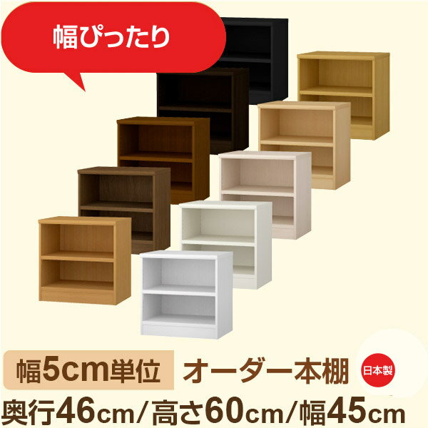 幅5cm単位 オーダー本棚 大容量収納 奥行46cm 高さ60cm 幅45cm｜日本製 木製セミオーダー本棚｜クローゼット・衣類・ストック収納に最適｜F★★★★ フォースター品質｜棚板移動1.5cmピッチ・幅木よけカット加工