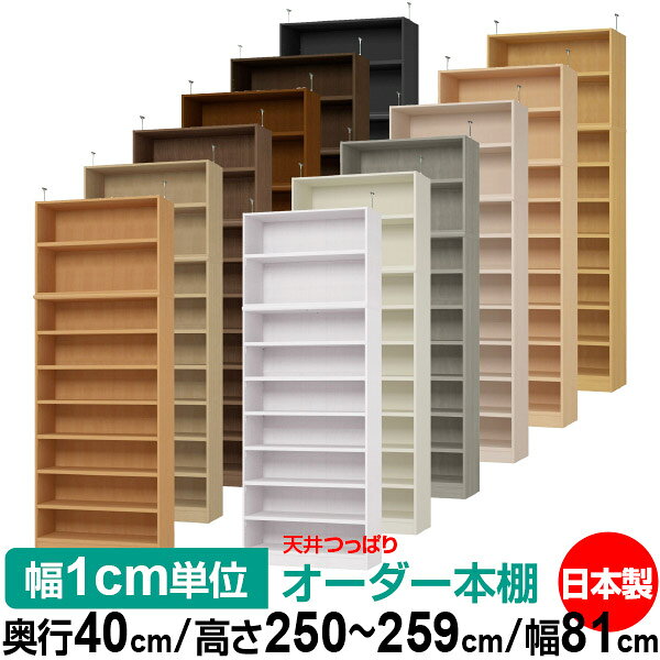 天井 つっぱり オーダー 本棚 収納 棚 書棚 ラック サイズオーダー 天井 突っ張り【送料無料】天井つっぱり オーダーラック 奥行40cm 高さ250～259cm 幅81cm【耐荷重・タフタイプ】【オーダー本棚 オープンラック 本収納 シンプル 頑丈 壁面収納 書庫 収納】