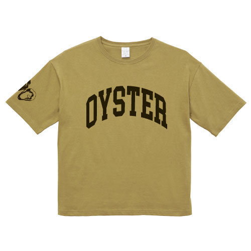 カレッジロゴ Tシャツ ビッグシルエット 牡蠣柄 牡蠣コーデ 生牡蠣 岩牡蠣 能登牡蠣 おしゃれ おもしろ..