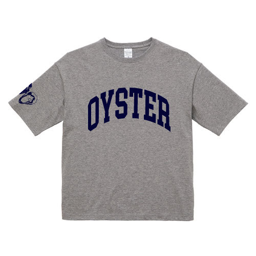 カレッジロゴ Tシャツ ビッグシルエット 牡蠣柄 牡蠣コーデ 生牡蠣 岩牡蠣 能登牡蠣 おしゃれ おもしろ..