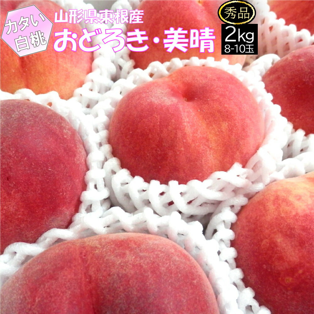 【8月下旬～順次発送】桃 硬い桃 おどろき 美晴 2kg 秀品 8〜10玉 クール 冷蔵 山形県 東根市産 8月下旬～9月中旬 順次発送 もも はくとう（楽天・おがる　楽天市場店）