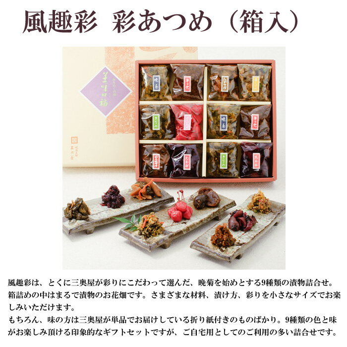 三奥屋 風趣彩 彩あつめ (箱入) 9種の漬物セット 山形の老舗 3