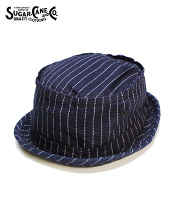 SUGAR CANE シュガーケーン 10oz. ウォバッシュストライプ ポークパイハット『WABASH STRIPE PORKPIE HAT』【アメカジ ワーク】SC02467(Hat Cap)