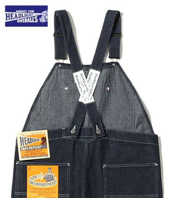 HEAD LIGHT ヘッドライト 実名復刻 11oz.ブルーデニム|ローバック|オーバーオール『11oz. BLUE DENIM LOW BACK OVERALLS』【アメカジ・ワーク】HD42554
