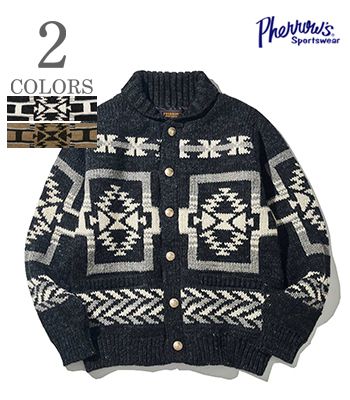 PHERROW 039 S フェローズ チマヨ柄 ローゲージニット ハンドメイド カウチンセーター『LOW GAUGE KNIT HANDMADE COWICHAN』【アメカジ カレッジ】23W-PNS-CARDIGAN