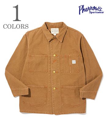 PHERROW'S フェローズ ボールバイオ加工|ブラウンダック|カバーオール『DUCK COVERALL』【アメカジ・ワーク】25W-560CA